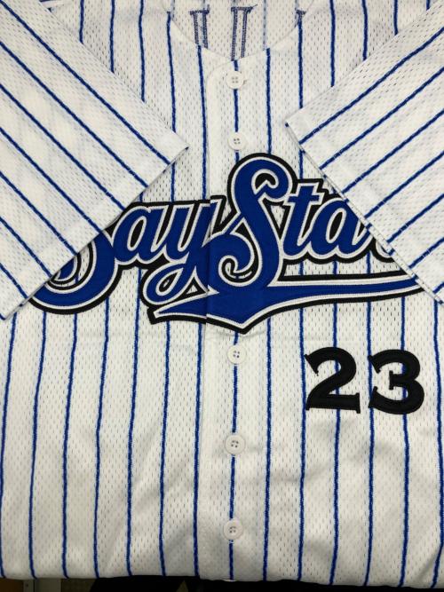 横浜DeNAベイスターズ（ヨコハマディーエヌエーベイスターズ）横浜DeNAベイスターズ (ヨコハマディーエヌエーベイスターズ) 野球ユニフォーム ホワイト×ブルー サイズ:Lの古着・服飾アイテム