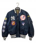 New Era×ALPHA×MLBニューエラ×アルファ×エムエルビー）の古着「MA-1ジャケット」｜ネイビー