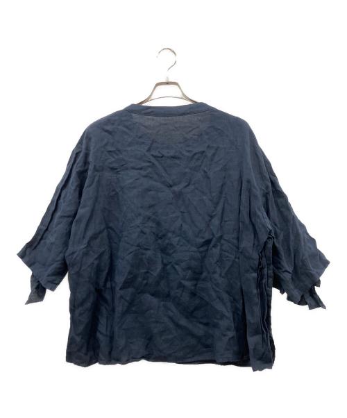 JOURNAL STANDARD（ジャーナルスタンダード）JOURNAL STANDARD (ジャーナルスタンダード) フレンチリネンキャンバス フリルプルブラウス ネイビー サイズ:サイズ表記無しの古着・服飾アイテム