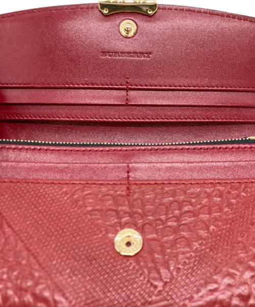 BURBERRY（バーバリー）BURBERRY (バーバリー) 型押しレザー長財布 レッドの古着・服飾アイテム