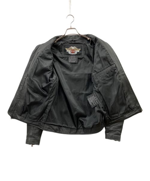 HARLEY-DAVIDSON（ハーレーダビッドソン）HARLEY-DAVIDSON (ハーレーダビッドソン) シングルライダースジャケット ブラック×イエロー サイズ:Mの古着・服飾アイテム