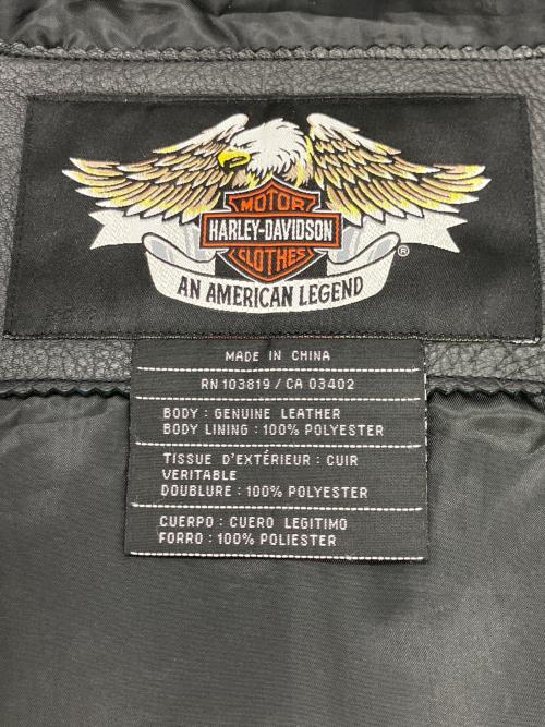 HARLEY-DAVIDSON（ハーレーダビッドソン）HARLEY-DAVIDSON (ハーレーダビッドソン) シングルライダースジャケット ブラック×イエロー サイズ:Mの古着・服飾アイテム