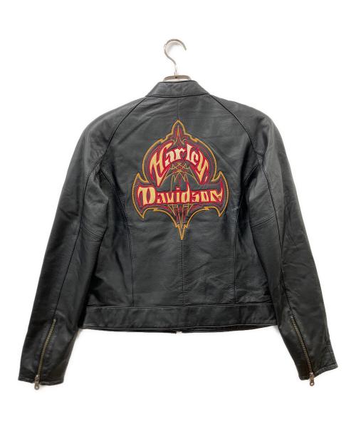HARLEY-DAVIDSON（ハーレーダビッドソン）HARLEY-DAVIDSON (ハーレーダビッドソン) シングルライダースジャケット ブラック×イエロー サイズ:Sの古着・服飾アイテム