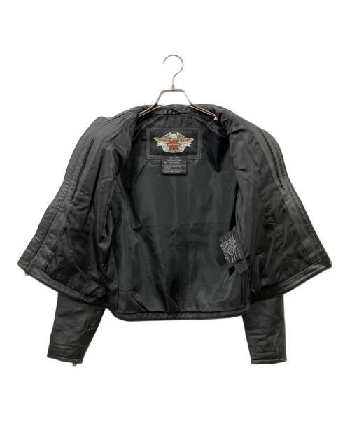 HARLEY-DAVIDSON（ハーレーダビッドソン）HARLEY-DAVIDSON (ハーレーダビッドソン) シングルライダースジャケット ブラック×イエロー サイズ:Sの古着・服飾アイテム