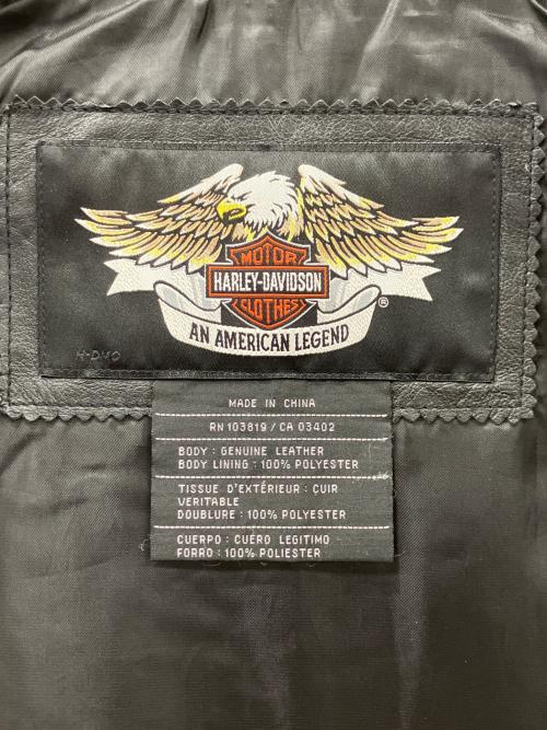 HARLEY-DAVIDSON（ハーレーダビッドソン）HARLEY-DAVIDSON (ハーレーダビッドソン) シングルライダースジャケット ブラック×イエロー サイズ:Sの古着・服飾アイテム
