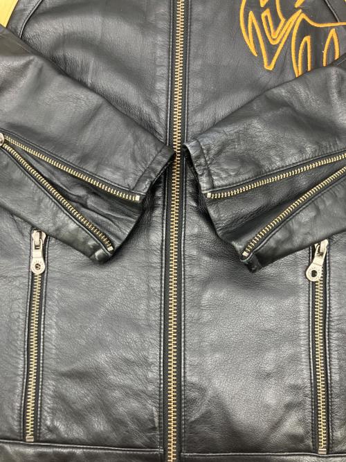 HARLEY-DAVIDSON（ハーレーダビッドソン）HARLEY-DAVIDSON (ハーレーダビッドソン) シングルライダースジャケット ブラック×イエロー サイズ:Sの古着・服飾アイテム