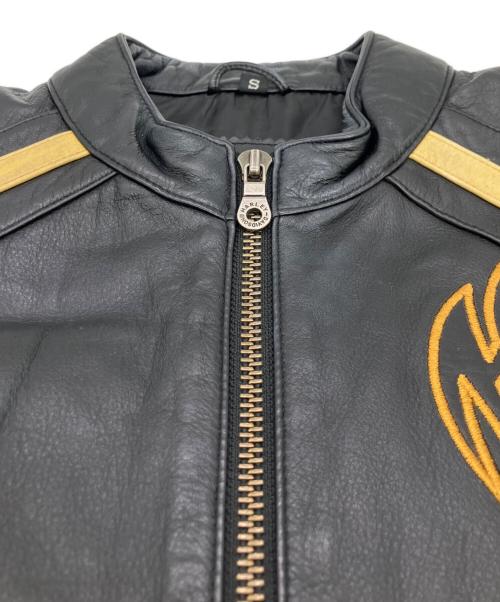 HARLEY-DAVIDSON（ハーレーダビッドソン）HARLEY-DAVIDSON (ハーレーダビッドソン) シングルライダースジャケット ブラック×イエロー サイズ:Sの古着・服飾アイテム