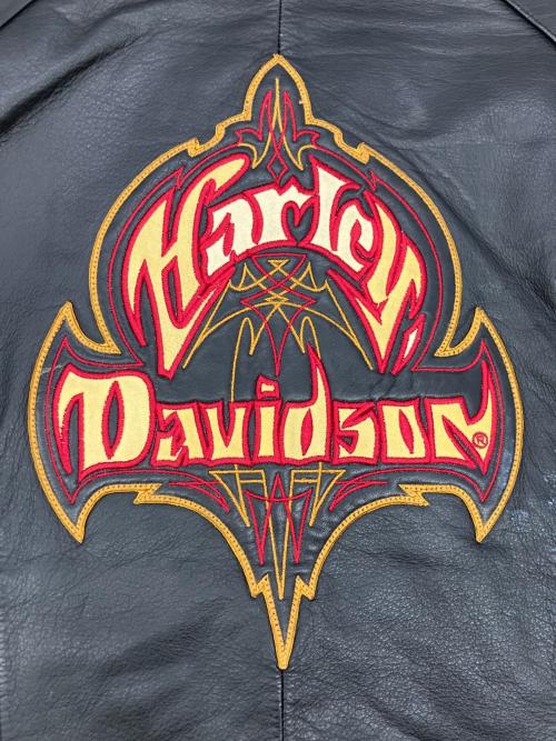 HARLEY-DAVIDSON（ハーレーダビッドソン）HARLEY-DAVIDSON (ハーレーダビッドソン) シングルライダースジャケット ブラック×イエロー サイズ:Sの古着・服飾アイテム