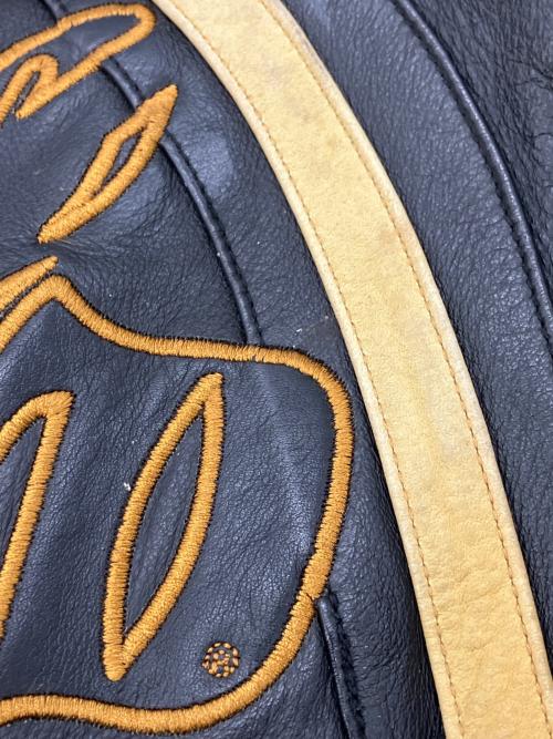 HARLEY-DAVIDSON（ハーレーダビッドソン）HARLEY-DAVIDSON (ハーレーダビッドソン) シングルライダースジャケット ブラック×イエロー サイズ:Sの古着・服飾アイテム