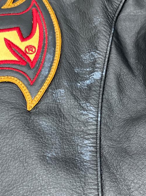 HARLEY-DAVIDSON（ハーレーダビッドソン）HARLEY-DAVIDSON (ハーレーダビッドソン) シングルライダースジャケット ブラック×イエロー サイズ:Sの古着・服飾アイテム