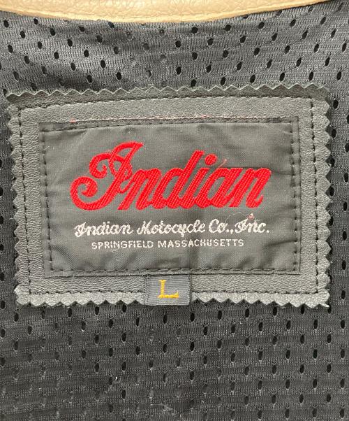 INDIAN MOTORCYCLE（インディアンモーターサイクル）INDIAN MOTORCYCLE (インディアンモーターサイクル) シングルライダースジャケット ブラック×ベージュ サイズ:Lの古着・服飾アイテム