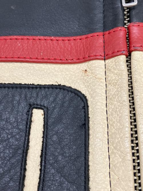 INDIAN MOTORCYCLE（インディアンモーターサイクル）INDIAN MOTORCYCLE (インディアンモーターサイクル) シングルライダースジャケット ブラック×ベージュ サイズ:Lの古着・服飾アイテム