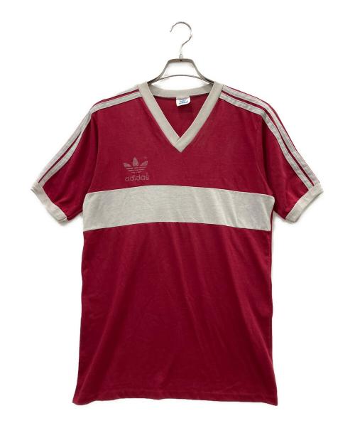 adidas（アディダス）adidas (アディダス) 半袖カットソー レッド×グレー サイズ:不明の古着・服飾アイテム