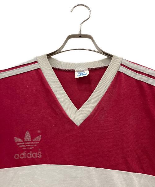 adidas（アディダス）adidas (アディダス) 半袖カットソー レッド×グレー サイズ:不明の古着・服飾アイテム