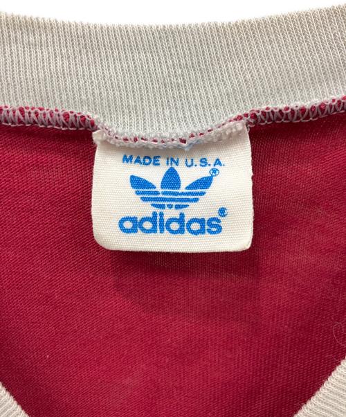 adidas（アディダス）adidas (アディダス) 半袖カットソー レッド×グレー サイズ:不明の古着・服飾アイテム