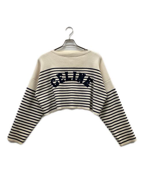 CELINE（セリーヌ）CELINE (セリーヌ) 薄手ニット アイボリー×ネイビー サイズ:Mの古着・服飾アイテム