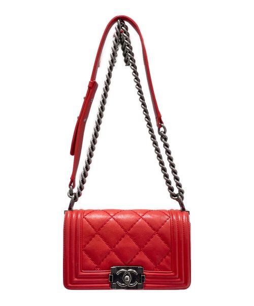 CHANEL（シャネル）CHANEL (シャネル) ボーイシャネルチェーンショルダーバッグ レッドの古着・服飾アイテム