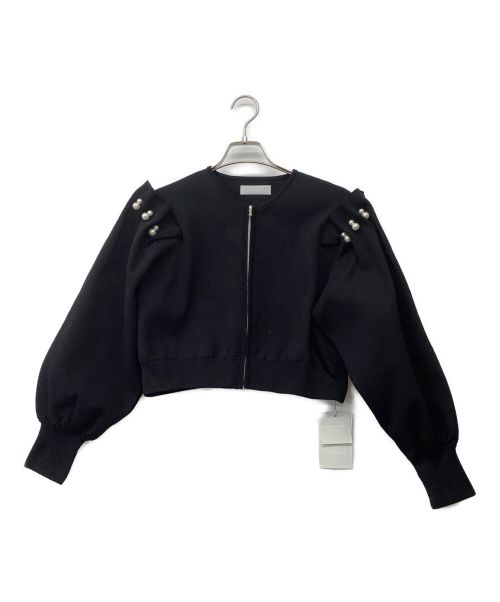 CELFORD（セルフォード）CELFORD (セルフォード) パール付ニットブルゾン ブラック サイズ:36 未使用品の古着・服飾アイテム