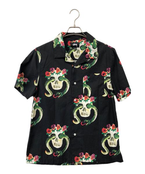stussy（ステューシー）stussy (ステューシー) Skull Pattern SHIRT ブラック サイズ:Sの古着・服飾アイテム