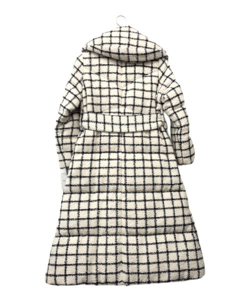 HER LIP TO（ハーリップトゥ）HER LIP TO (ハーリップトゥ) Loop Yarn Tweed Belted Down Coat ホワイト サイズ:Sの古着・服飾アイテム