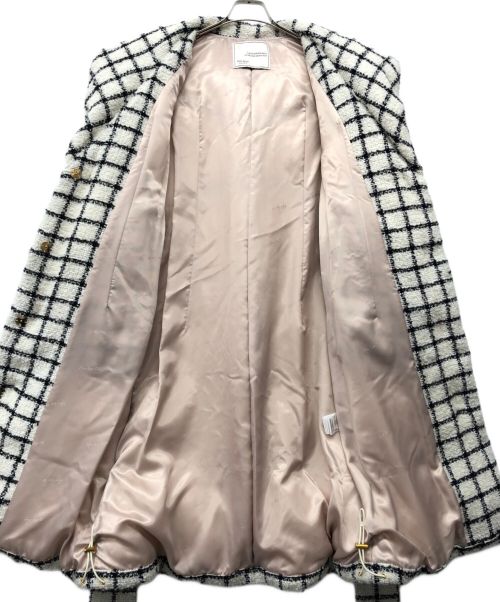 HER LIP TO（ハーリップトゥ）HER LIP TO (ハーリップトゥ) Loop Yarn Tweed Belted Down Coat ホワイト サイズ:Sの古着・服飾アイテム