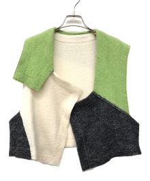 YACCO MARICARD（ヤッコマリカルド）の古着「圧縮ニット変形ショート丈ベスト」｜グリーン