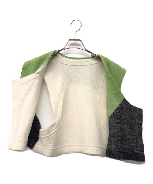 YACCO MARICARD（ヤッコマリカルド）YACCO MARICARD (ヤッコマリカルド) 圧縮ニット変形ショート丈ベスト グリーン サイズ:Nの古着・服飾アイテム