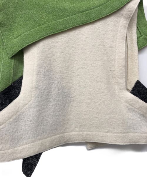 YACCO MARICARD（ヤッコマリカルド）YACCO MARICARD (ヤッコマリカルド) 圧縮ニット変形ショート丈ベスト グリーン サイズ:Nの古着・服飾アイテム