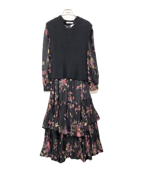 Snidel（スナイデル）Snidel (スナイデル) ベストレイヤードニットワンピース ブラックの古着・服飾アイテム