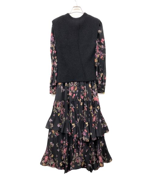 Snidel（スナイデル）Snidel (スナイデル) ベストレイヤードニットワンピース ブラックの古着・服飾アイテム