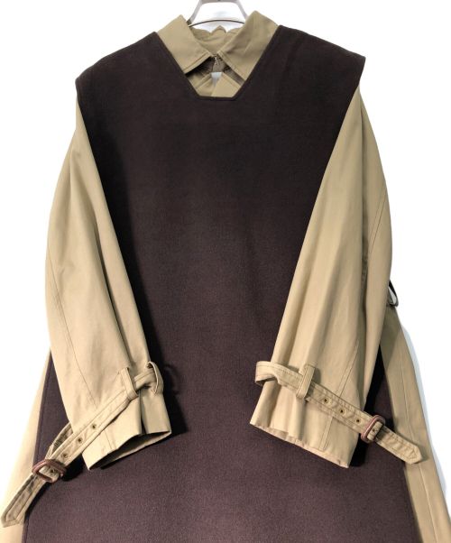 RBS Ray BEAMS（アールビーエス レイビームス）RBS Ray BEAMS (アールビーエス レイビームス) ベストレイヤードトレンチコート ベージュ×ブラウン サイズ:1の古着・服飾アイテム