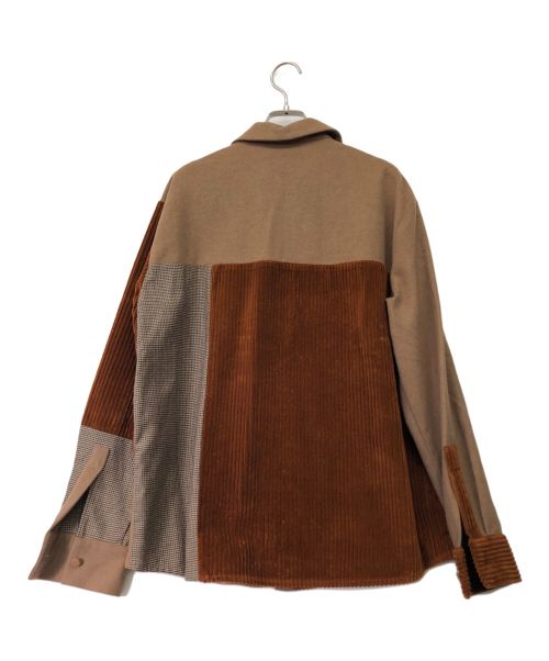 MAISON FLANEUR（メゾン フラネウール）MAISON FLANEUR (メゾン フラネウール) パッチワークCPOシャツ ブラウン サイズ:44の古着・服飾アイテム