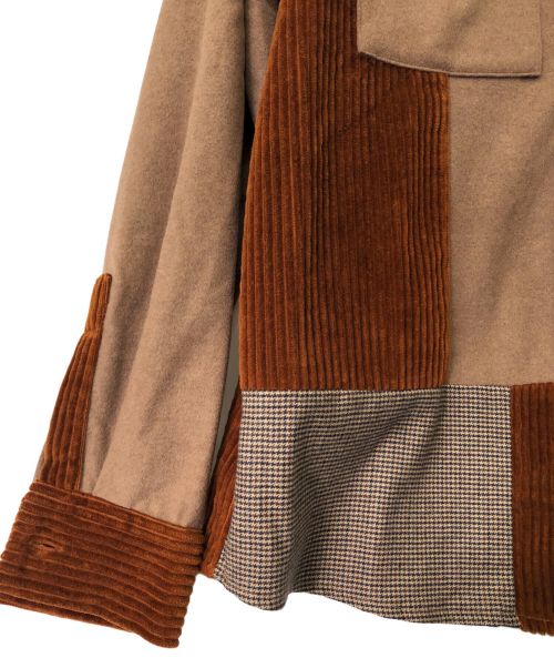 MAISON FLANEUR（メゾン フラネウール）MAISON FLANEUR (メゾン フラネウール) パッチワークCPOシャツ ブラウン サイズ:44の古着・服飾アイテム