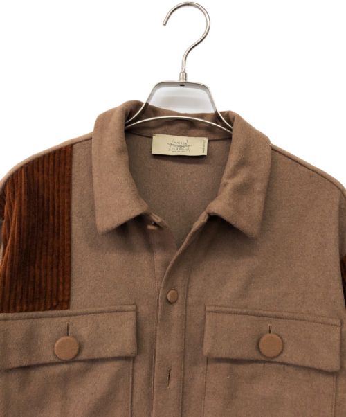 MAISON FLANEUR（メゾン フラネウール）MAISON FLANEUR (メゾン フラネウール) パッチワークCPOシャツ ブラウン サイズ:44の古着・服飾アイテム