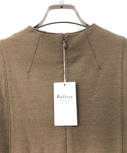 BALLSEY（ボールジィ）BALLSEY (ボールジィ) ウールニットコンビキーネックワンピース ブラウン サイズ:36の古着・服飾アイテム