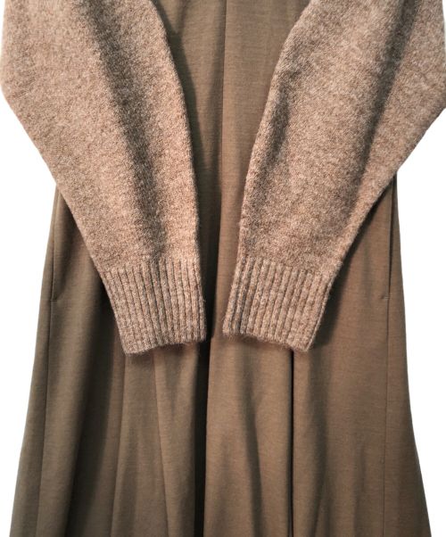 BALLSEY（ボールジィ）BALLSEY (ボールジィ) ウールニットコンビキーネックワンピース ブラウン サイズ:36の古着・服飾アイテム