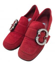 PRADA（プラダ）の古着「ビジュースウェードローファー」｜レッド