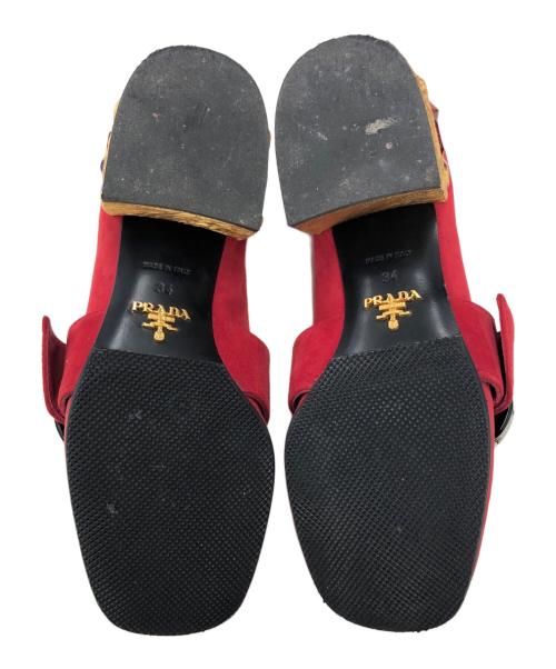 PRADA（プラダ）PRADA (プラダ) ビジュースウェードローファー レッド サイズ:34の古着・服飾アイテム