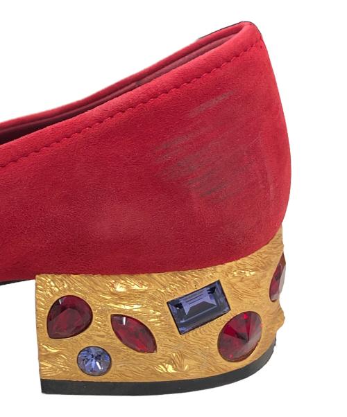 PRADA（プラダ）PRADA (プラダ) ビジュースウェードローファー レッド サイズ:34の古着・服飾アイテム