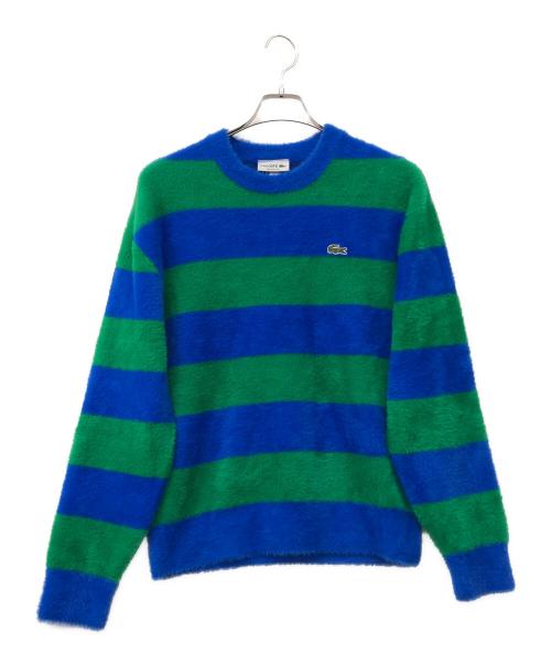 LACOSTE（ラコステ）LACOSTE (ラコステ) ボーダーシャギーニット グリーン×ブルー サイズ:US Sの古着・服飾アイテム