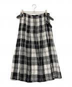 O’NEIL OF DUBLINオニールオブダブリン）の古着「リネンラップスカート」｜ホワイト×ブラック