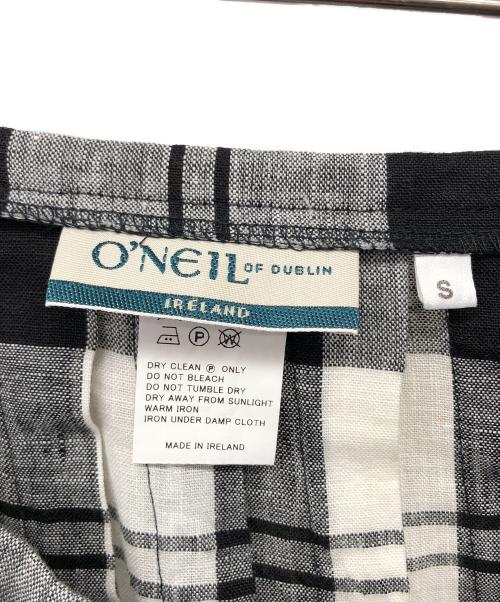 O’NEIL OF DUBLIN（オニールオブダブリン）O’NEIL OF DUBLIN (オニールオブダブリン) リネンラップスカート ホワイト×ブラック サイズ:Sの古着・服飾アイテム
