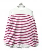 Shinzoneシンゾーン）の古着「ボーダーカットソー」｜ピンク