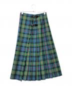 GLEN FYNEグレンファイン）の古着「ロングプリーツスカート」｜グリーン×ブルー