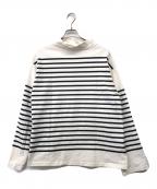 OUTILウティ）の古着「ボーダーカットソー」｜ホワイト×ブラック