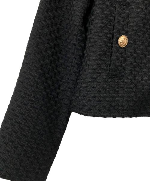 ZARA（ザラ）ZARA (ザラ) ノーカラーツイードジャケット ブラック サイズ:S 未使用品の古着・服飾アイテム