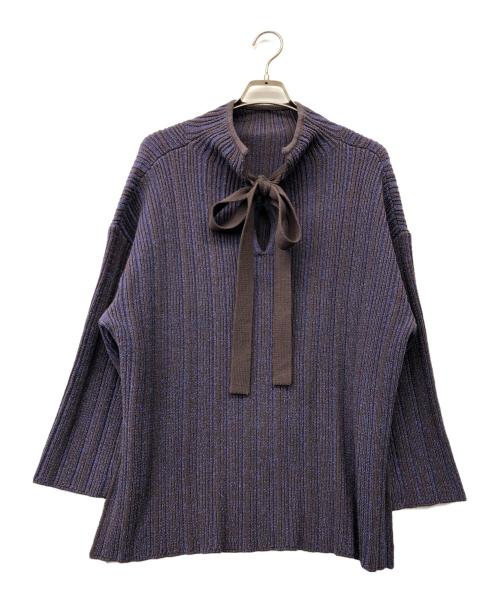 ADORE（アドーア）ADORE (アドーア) ミックスカラーリブニットトップス パープル サイズ:38 未使用品の古着・服飾アイテム