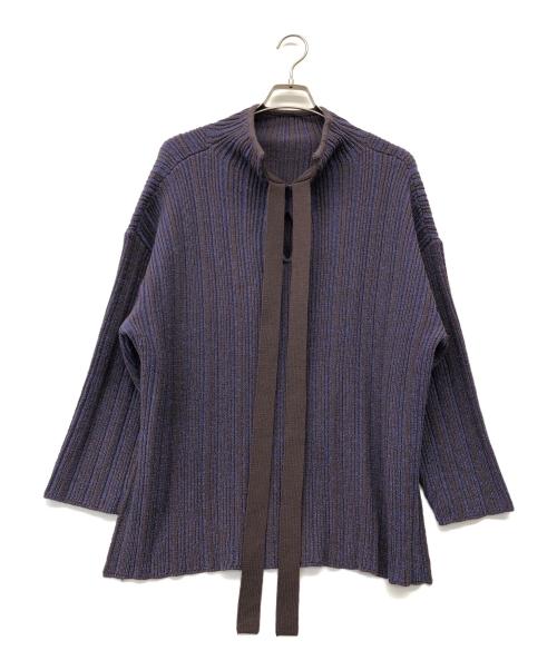 ADORE（アドーア）ADORE (アドーア) ミックスカラーリブニットトップス パープル サイズ:38 未使用品の古着・服飾アイテム