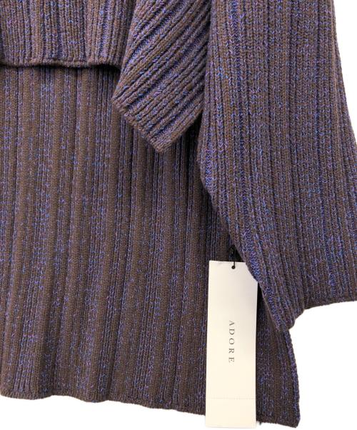 ADORE（アドーア）ADORE (アドーア) ミックスカラーリブニットトップス パープル サイズ:38 未使用品の古着・服飾アイテム