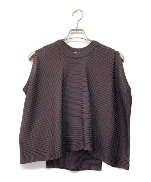 RITO（リト）RITO (リト) リブニットトップスウィズミニケープ ブラウン サイズ:36の古着・服飾アイテム